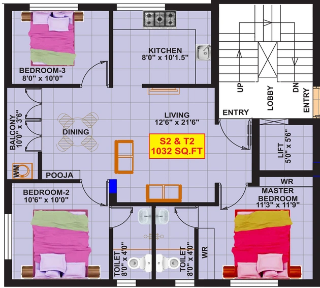 3 BHK Flat in Eeshani Sri Lakshmi Nivasam in Madipakkam, Chennai - Image 844604