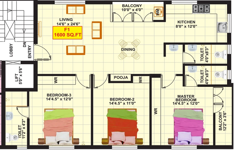 3 BHK Flat in Eeshani Sri Lakshmi Nivasam in Madipakkam, Chennai - Image 844606