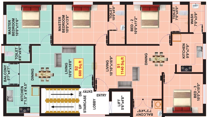 Floor Plan of Eeshani New Bloom in Madipakkam, Chennai - Image 248959