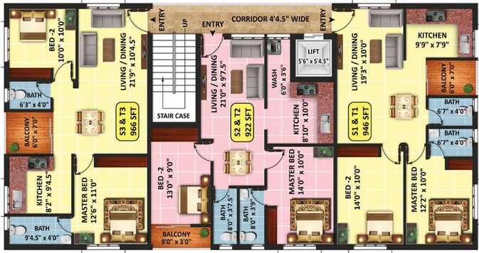 Floor Plan of Eeshani Roseline Castle in Vadapalani, Chennai - Image 248988