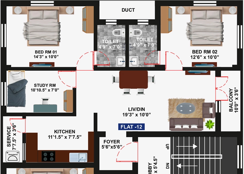 2.5 BHK Flat in Aanirudh Sri Ranga Paduka in West Mambalam, Chennai - Image 879602