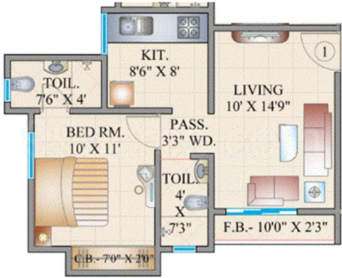 1 BHK Flat in Rosa Elite in Ghodbunder Road, Thane - Image 843712