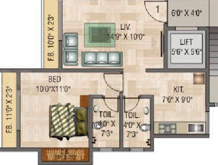 1 BHK Flat in Rosa Elite in Ghodbunder Road, Thane - Image 843713