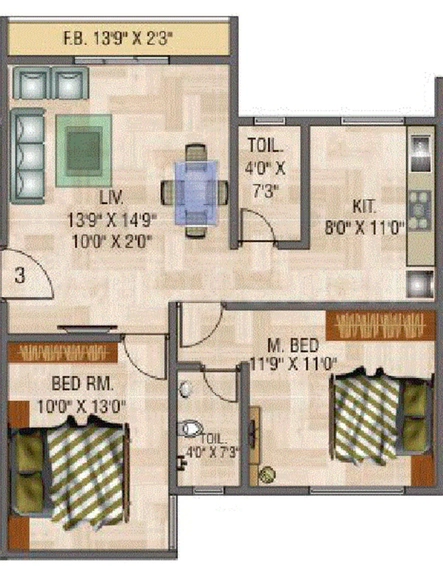 2 BHK Flat in Rosa Elite in Ghodbunder Road, Thane - Image 843716