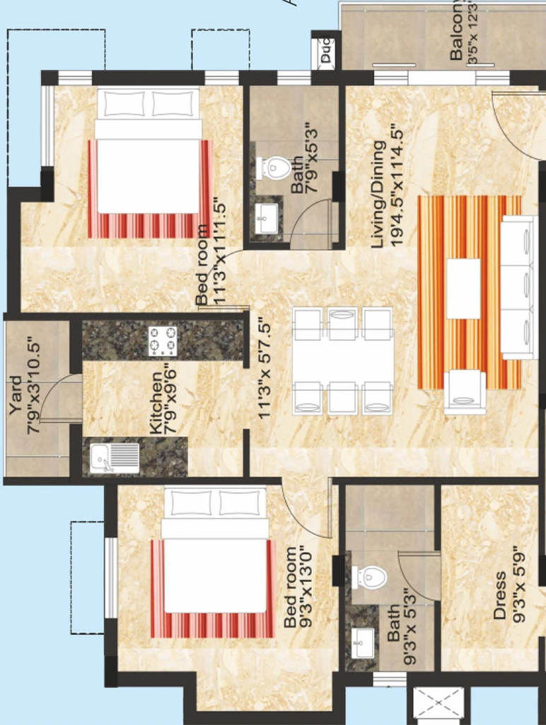 2 BHK Flat in Tranquil Sripushpa in CIT Nagar, Chennai - Image 884987