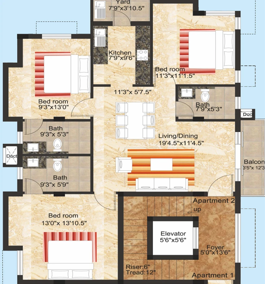 3 BHK Flat in Tranquil Sripushpa in CIT Nagar, Chennai - Image 884988