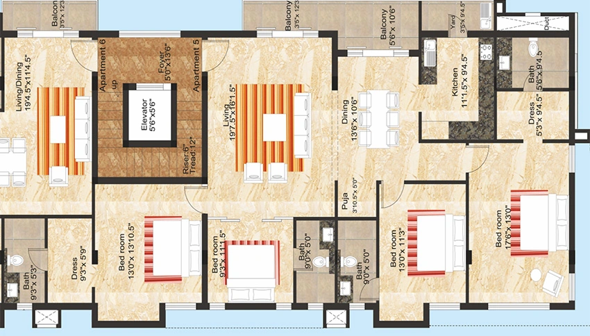 4 BHK Flat in Tranquil Sripushpa in CIT Nagar, Chennai - Image 884990