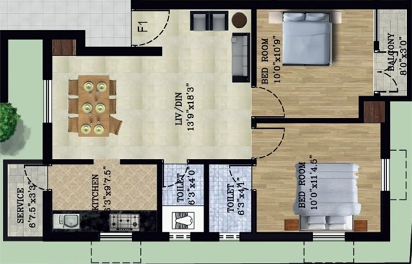 2 BHK Flat in Minnath Dwaraga in Nanganallur, Chennai - Image 881382