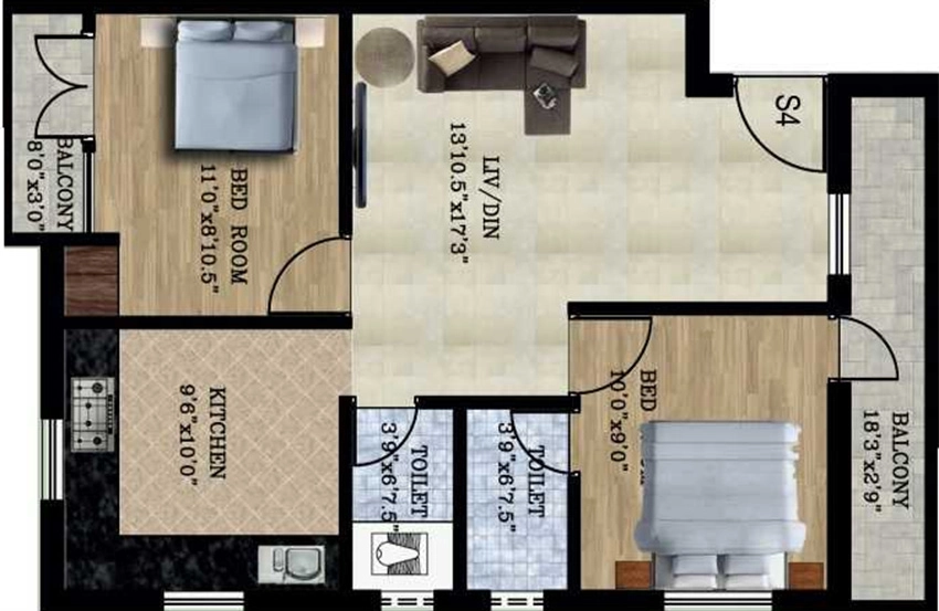 2 BHK Flat in Minnath Dwaraga in Nanganallur, Chennai - Image 881383