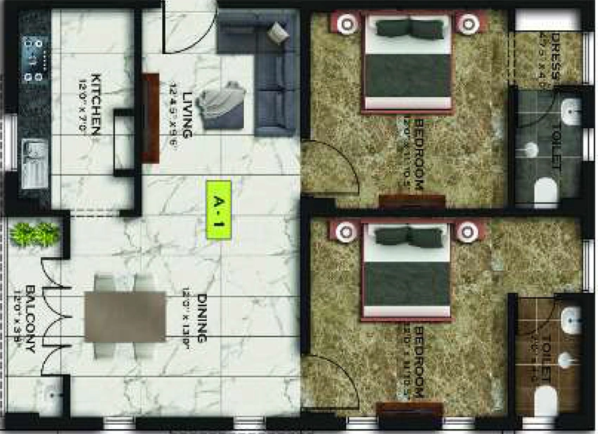 2 BHK Flat in Sagar Classic in Sholinganallur, Chennai - Image 881930