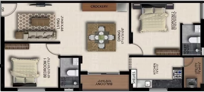 2 BHK Flat in Sagar Valley in Sholinganallur, Chennai - Image 881931