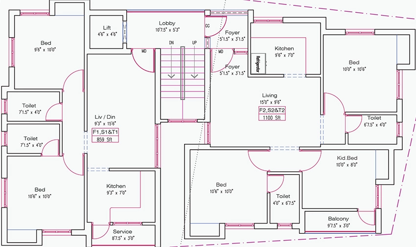 Floor Plan of South Land Alankar Garnet in Perungalathur, Chennai - Image 343142