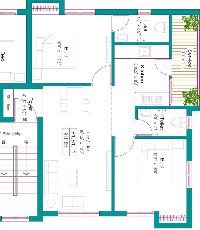 2 BHK Flat in South Land Alankar Fortuna in Selaiyur, Chennai - Image 885097