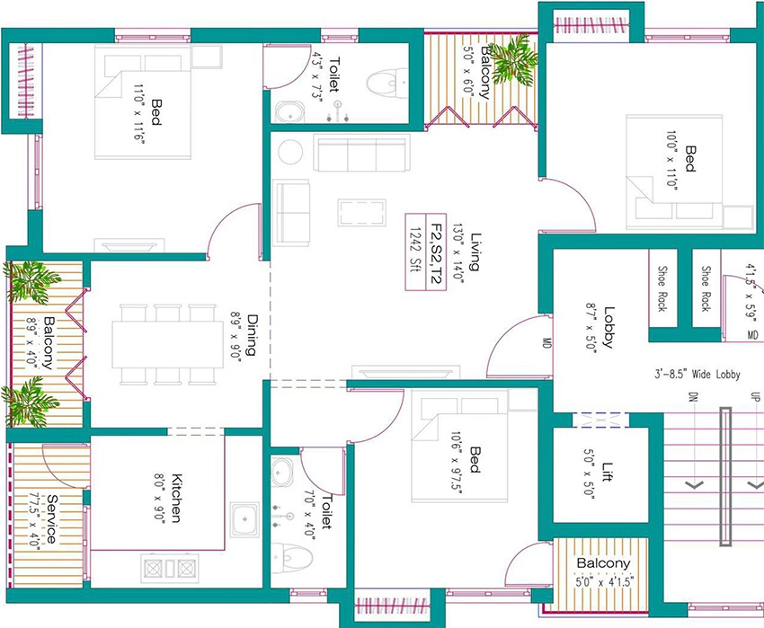 3 BHK Flat in South Land Alankar Fortuna in Selaiyur, Chennai - Image 885098