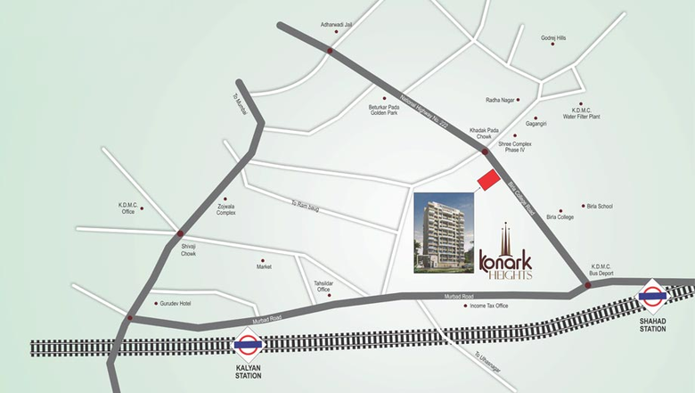 Location of Konark Heights in Kalyan West, Thane - Image 241793