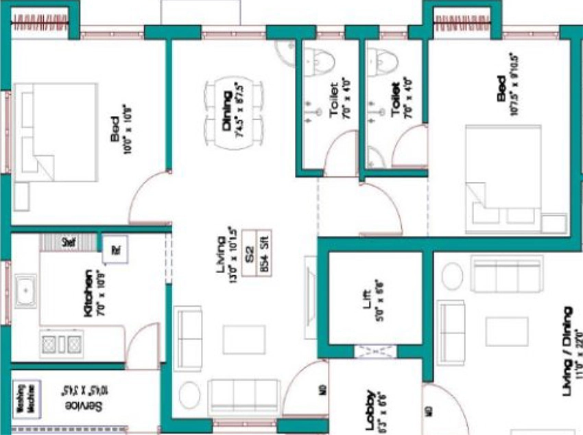 2 BHK Flat in Dolly Sharon Delight in Balaji Nagar, Chennai - Image 885005
