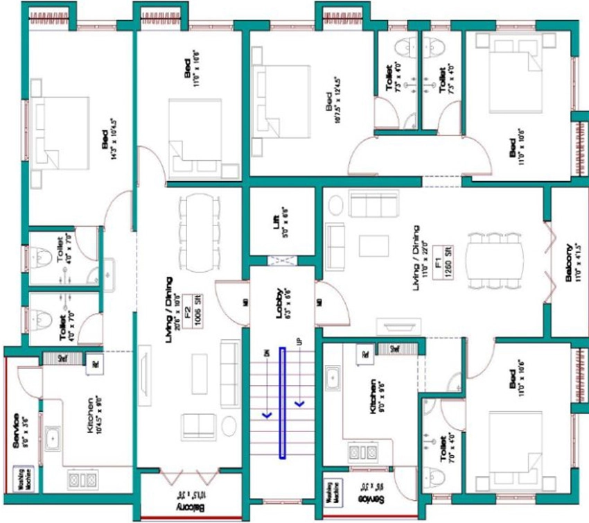 Floor Plan of Dolly Sharon Delight in Balaji Nagar, Chennai - Image 343015