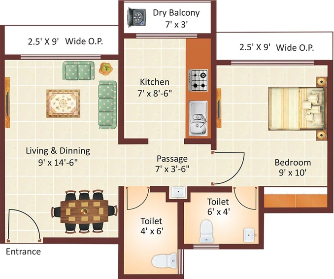 1 BHK Flat in Kalyan Nagari in Kalyan West, Thane - Image 840360
