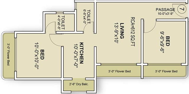 2 BHK Flat in Ravi Gaurav Crest in Mira Road East, Thane - Image 834530