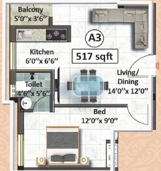 1 BHK Flat in Sekaran Lyrica 2 in Perumbakkam, Chennai - Image 855508