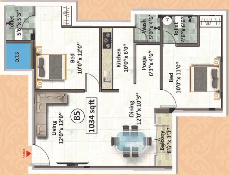 2 BHK Flat in Sekaran Lyrica 2 in Perumbakkam, Chennai - Image 855512