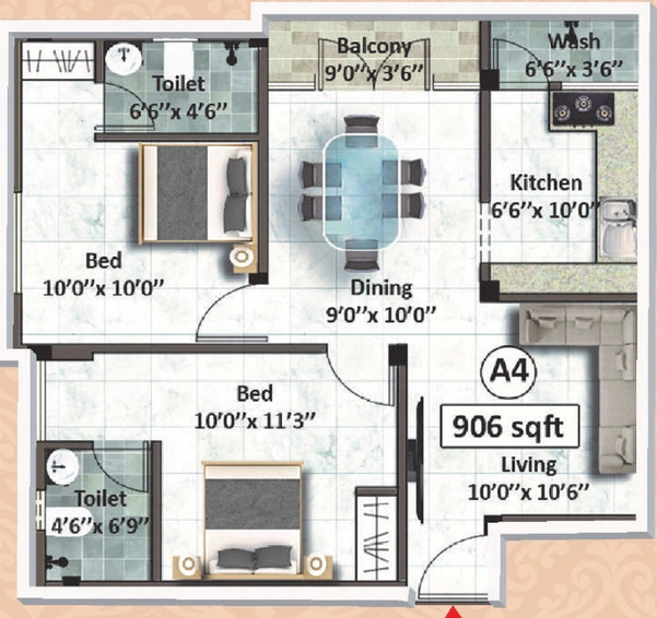 2 BHK Flat in Sekaran Lyrica 2 in Perumbakkam, Chennai - Image 855511