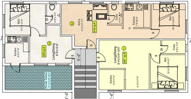 Floor Plan of Sekaran Studio 6 in Perumbakkam, Chennai - Image 276500