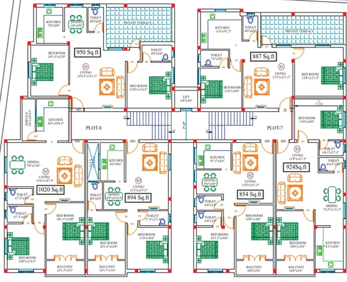 Floor Plan of Sekarans Clairville in Medavakkam, Chennai - Image 277490
