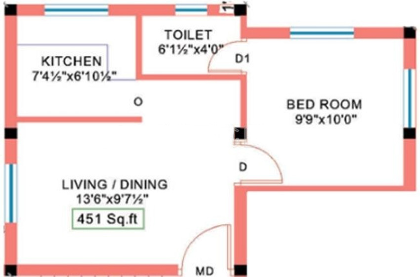 1 BHK Flat in Sekaran Green Meadow in Perumbakkam, Chennai - Image 857230