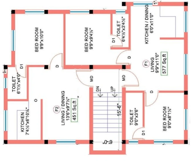 Floor Plan of Sekaran Green Meadow in Perumbakkam, Chennai - Image 277906