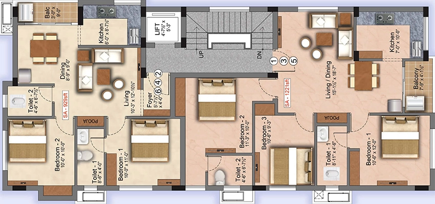 Floor Plan of Preetha Palladium in Medavakkam, Chennai - Image 343103