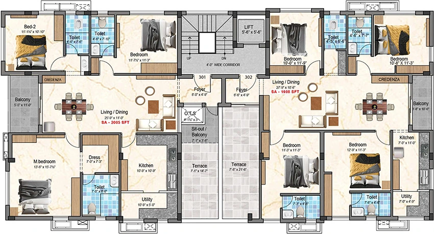 Floor Plan of Preetha Elite in Kovilambakkam, Chennai - Image 343073