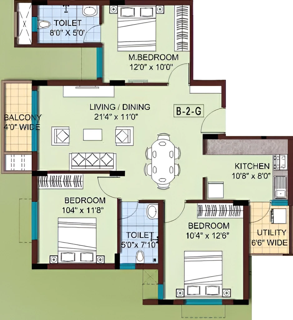 3 BHK Flat in Plaza Pristine Acres 1 in Perumbakkam, Chennai - Image 886635