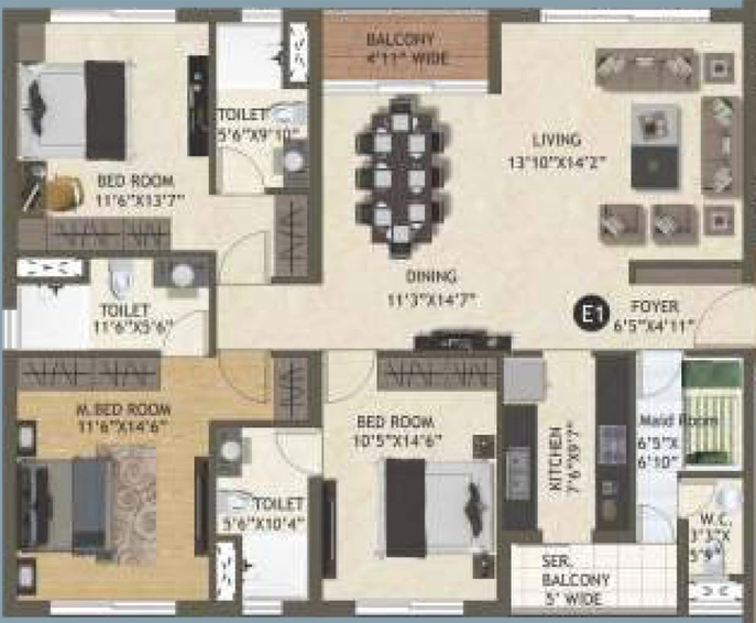 3 BHK Flat in Space Altius in Tangra, Kolkata - Image 848751
