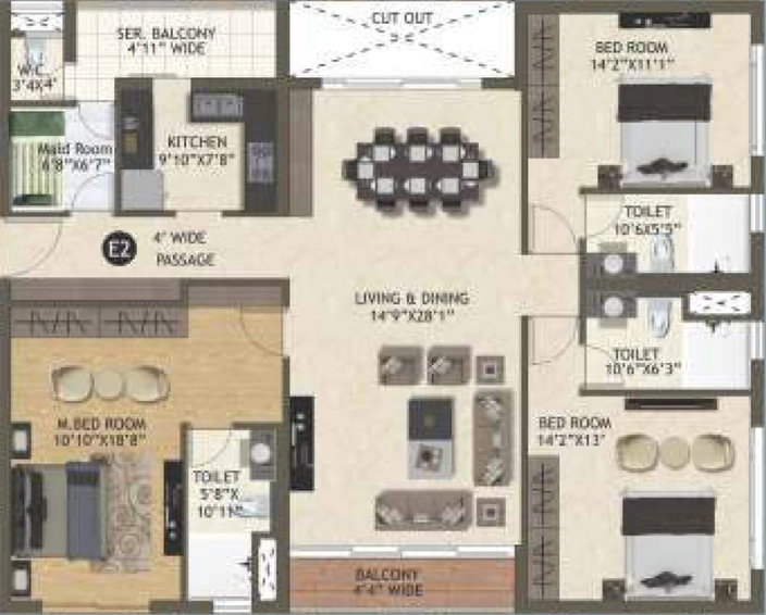 3 BHK Flat in Space Altius in Tangra, Kolkata - Image 848752