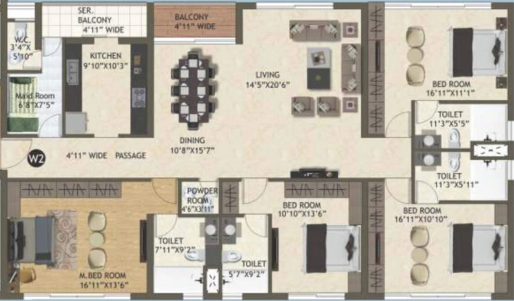 4 BHK Flat in Space Altius in Tangra, Kolkata - Image 848756