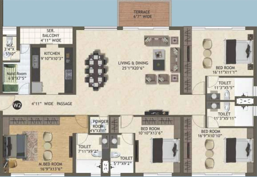 4 BHK Flat in Space Altius in Tangra, Kolkata - Image 848757