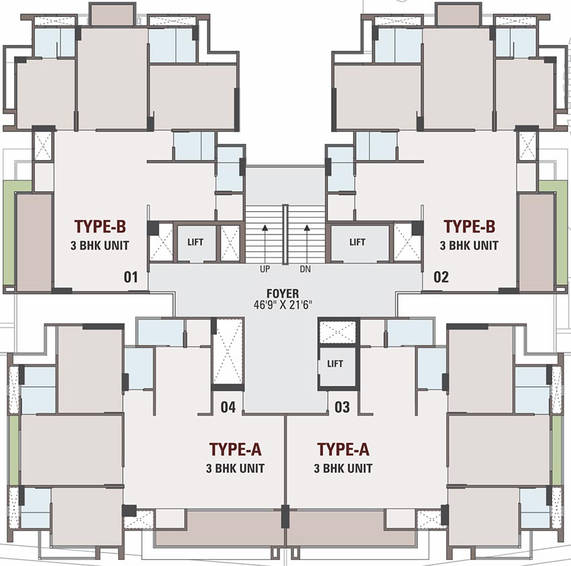 Floor Plan of Sadhna Skywalk Luxuria in Gota, Ahmedabad - Image 266638