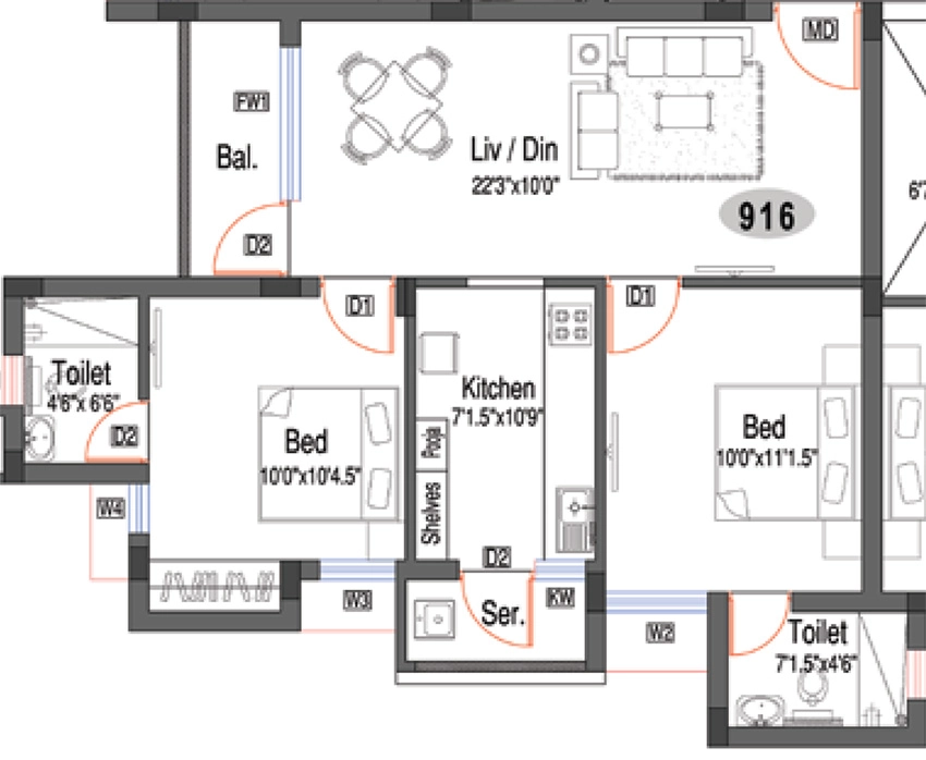 2 BHK Flat in Invicon Silver Springs in Tambaram, Chennai - Image 880229