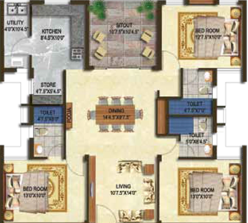 3 BHK Flat in Invicon Silver Springs in Tambaram, Chennai - Image 880234