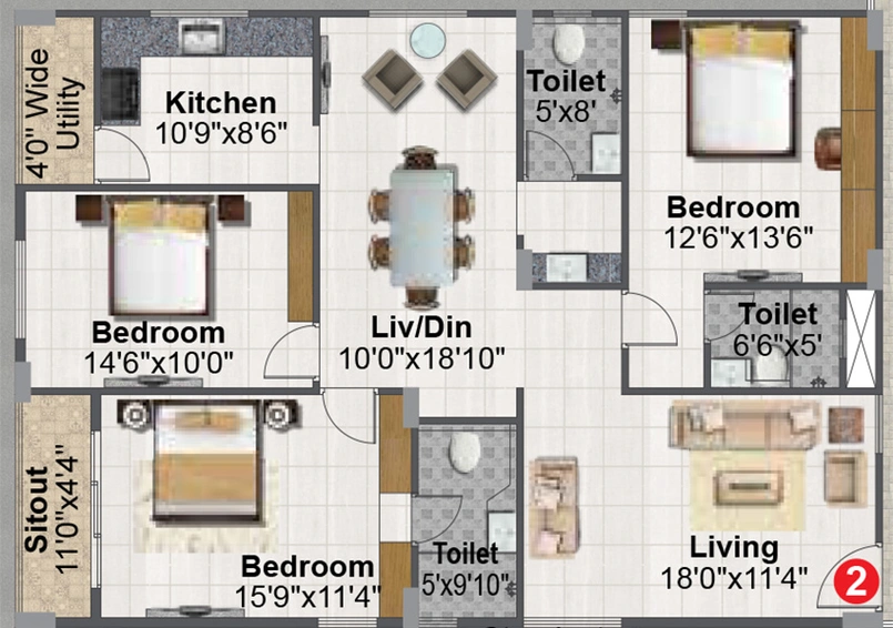 3 BHK Flat in AV Hyma Residency in Tarnaka, Hyderabad - Image 834682