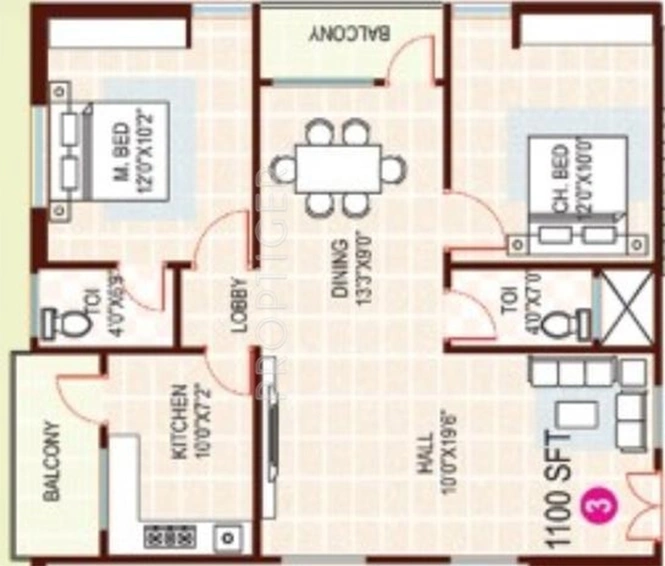 2 BHK Flat in AV Srihitha Heights in Boduppal, Hyderabad - Image 834631