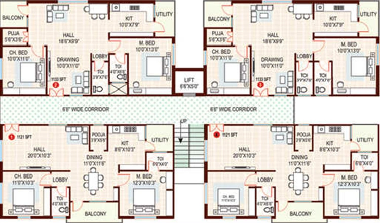 Floor Plan of AV Meghana Residency in Uppal, Hyderabad - Image 227952