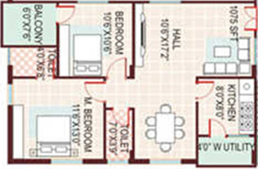 2 BHK Flat in AV Madhava Residency in Uppal, Hyderabad - Image 834647