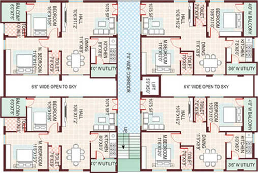 Floor Plan of AV Madhava Residency in Uppal, Hyderabad - Image 227945
