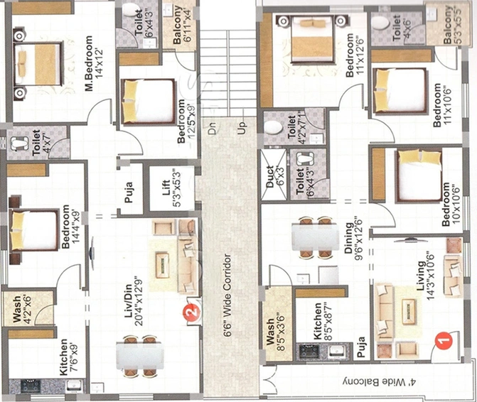 Floor Plan of Shri Classic Heights in Saroornagar, Hyderabad - Image 229008