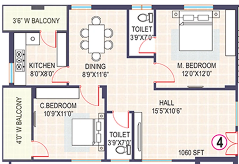 2 BHK Flat in AV Rachuri Aranya in Boduppal, Hyderabad - Image 834662