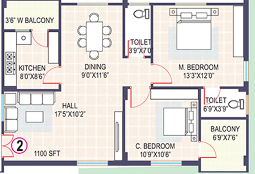 2 BHK Flat in AV Rachuri Aranya in Boduppal, Hyderabad - Image 834663