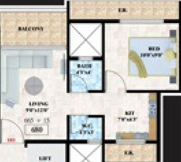1 BHK Flat in Landmaark Limelight in Ulwe, Navi Mumbai - Image 839923