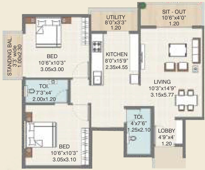 2 BHK Flat in Jaap Pushkaraj Heights in Indira Nagar, Nashik - Image 843141